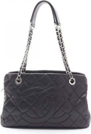 Chanel Black Grained Calfskin Handbag Tote Bag (Pre-Owned)