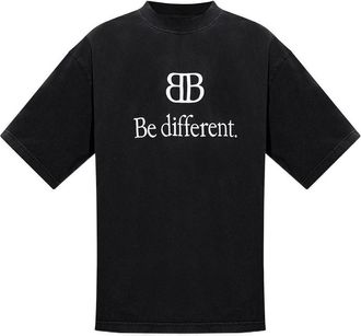 Balenciaga BB Be Different T-Shirt Medium Fit Black 612966TNVU91070