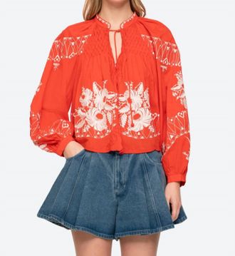 Sea New York Serafina Embroidery Blouse In Poppy