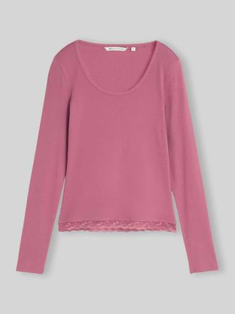 Tom Tailor Denim Slim Fit Langarmshirt aus Baumwoll-Mix in Mauve, Gr&ouml;&szlig;e XS