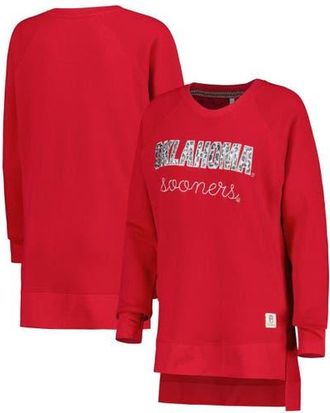 Pressbox Womens Pressbox Crimson Oklahoma Sooners Steamboat Animal Print Raglan Pullover Sweatshirt at Nordstrom, Size Small