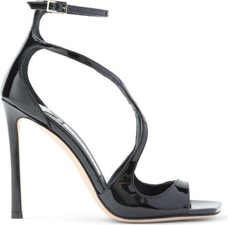 Jimmy Choo London Black Patent Leather Azia 110 Sandals-Donna