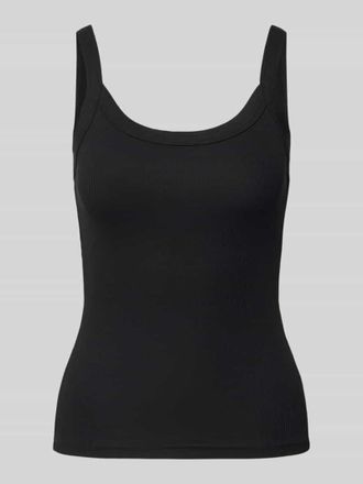Gina Tricot Tanktop aus Bio-Baumwoll-Mix mit Rippenstruktur in Black, Größe XL