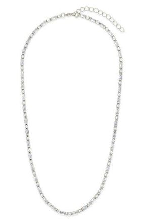 Sterling Forever Georgia Cubic Zirconia Tennis Necklace in Silver at Nordstrom Rack