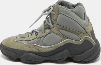 adidas Yeezy 500 Size 40.5 Grey Leather Neoprene and Suede High Top Sneakers