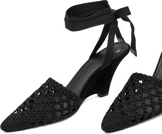 Jacquemus Woven Pointed-Toe Wedge Boot - Black