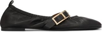 Kazar Zwarte ballerinas met elastiek rond de bovenkant - Dames - Ballerinas - Zwart - 38 EU - Leer - Schoenen