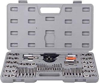 OEM Juego De Machos Y Terrajas De Acero Aleado Sae Y Acero Aleado Est&aacute;ndar De 60 Piezas - Rosca Gruesa Y Fina