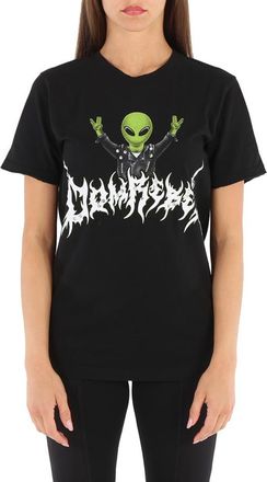 DOMREBEL Alien Print T-Shirt in Black, Size Large