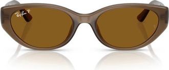 Ray-Ban 55mm Polarized Pillow Sunglasses in Transparent Brown at Nordstrom