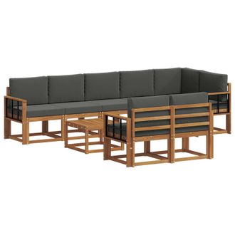 vidaXL Conjunto De Sof&aacute;s De Exterior 9 Pcs Natural Y Antracita Vidaxl