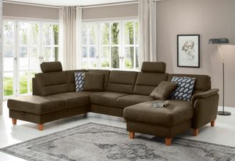 HOME AFFAIRE Wohnlandschaft »Palmera U-Form, B: 308 cm« optional Bettfunktion & Bettkasten, Federkern