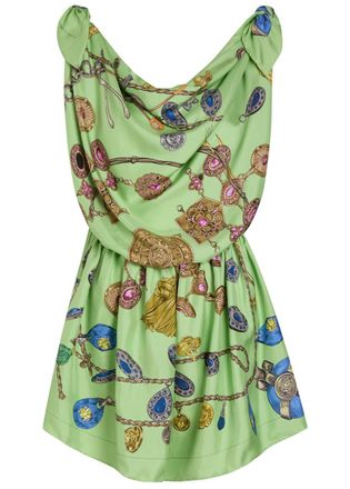 Versace Printed Silk Mini Dress - Black - 38 (UK6 / XS)