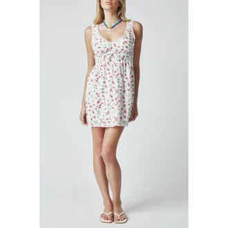 Florence By Mills Ditsy Floral Lace Trim Minidress in White/cayenne at Nordstrom, Size Xx-Large