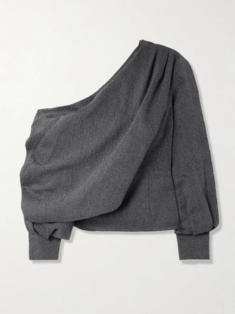 Emilia Wickstead Maglia Monospalla In Lana Drappeggiata Alida - Grigio