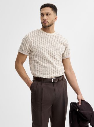 Le 31 Mens Patterned jacquard T-shirt Comfort fit