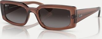 Ray-Ban Kiliane - Occhiali da sole rettangolari marrone trasparente con lenti grigie polarizzate