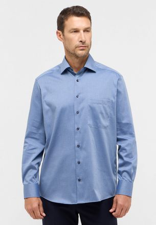 Eterna Langarmhemd ETERNA COMFORT FIT, Herren, Gr. 43, Normalgr&ouml;ssen, blau (mittelblau), Twill, 100% cotton, normal, Manschette, Hemden Langarmhemd, NON IRON