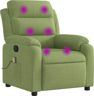vidaXL Sill&oacute;n De Masaje Reclinable De Terciopelo Verde Claro Vidaxl