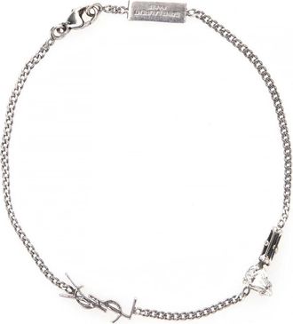 Saint Laurent Cassandre Charm Armband - Heren - Armbanden - Grijs - L - Accessoires
