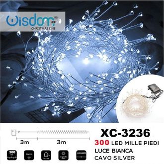 Trade Shop Trade Shop - Catena Luminosa 300 Led Mille Piedi Effetto Ramo Luce Bianca A Batteria Xc-3236