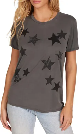 Lauren Moshi Wolf Black Crystal Multi Stars Top in Pigment Black at Nordstrom, Size X-Small