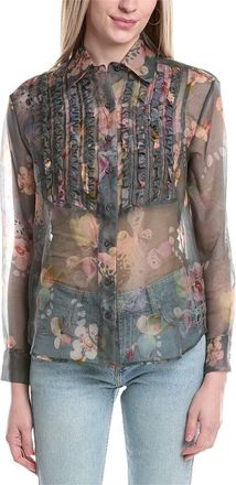 Cynthia Rowley Silk Organza Tuxedo Shirt