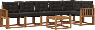 vidaXL Conjunto De Sof&aacute;s De Exterior 7 Uds. Natural Y Negro Vidaxl