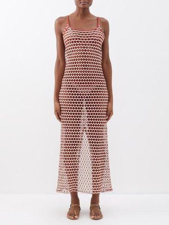 Sara Cristina Playa Crochet-lace Dress - Womens - Terracotta Multi
