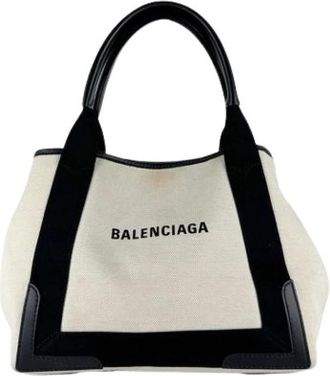 Balenciaga Pre-owned Canvas Tote Bag - Dames - Vintage Shopper - Beige - ONE Size - Leer - Vintage