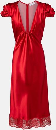 Alexander McQueen Lace-trimmed satin midi dress
