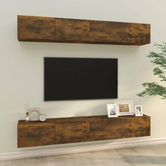 vidaXL Vidaxl - Muebles De Tv 4 Piezas Roble Ahumado 100x30x30 Cm