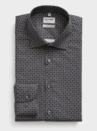 Olymp Mens Geo floral slate shirt Modern fit