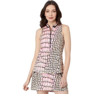Jamie Sadock Caiman Top Womens Ivory Crocodile Print Sleeveless FROG417