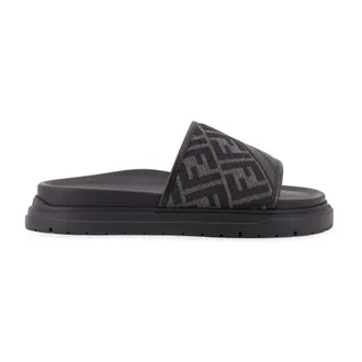 Fendi Sliders, male, Black, Size: 6 US Diagonal Slides