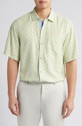 Tommy Bahama Veracruz Cay Cocktail Mixer Short Sleeve Button-Up Shirt in Lt Wasabi at Nordstrom, Size Large