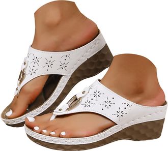 Generic Orthopedic Sandals for Women 2026 Spring Sandals Women Comfortable Arch Support Slipppers Wedge Non Slip Flip-Flops PU Leather Slides Shoes for Dressy