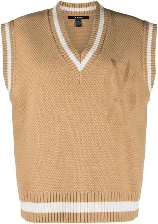 Ksubi Beige Wol Nylon Vest - Dames - V-hals truien - Beige - XL - Wol - Truien & Vesten