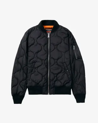 Schott NYC Mens Quilted Ripstop Nylon Ma-1 Jacket In Black