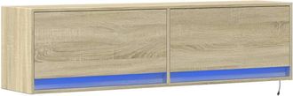Berkfield Home TV Wall Cabinet with LED Lights Sonoma Oak 140x31x38 cm in Tan | Size: 140 x 31 x 38 cm