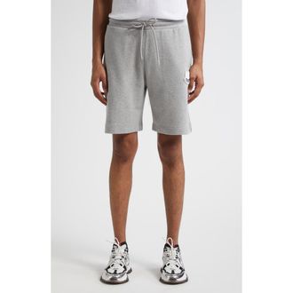 Moncler Logo Patch Fleece Drawstring Sweat Shorts in Extra Light Gray Melange at Nordstrom, Size X-Large