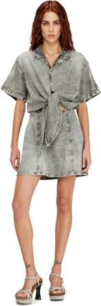 Diesel Denim dress with athletic stripes - Dresses - Woman - Grey