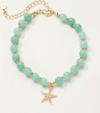Fat Face FatFace Green Starfish Bead Bracelet