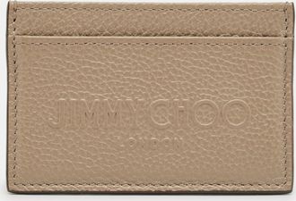 Jimmy Choo London Beige Leather Logo Embossed Card Holder
