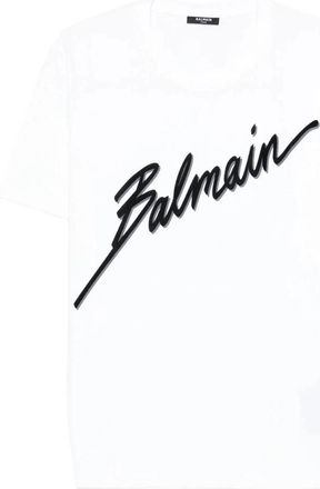 Balmain Lettre Flocked T-shirt - Heren - T-shirts - Wit - XL - Katoen - Tops