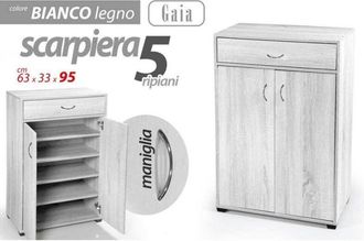 Trade Shop Trade Shop - Armario Zapatero 2 Puertas Cajon 5 Estantes Madera Blanco 95x63x33cm 770937