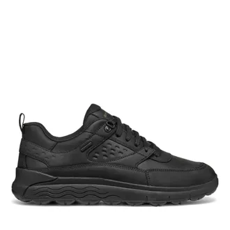 Geox Spherica Black All-Black Leather Sneakers