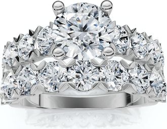 Pompeii3 3 1/2 Ct Diamond Engagement Wedding Ring Set White Gold Enhanced