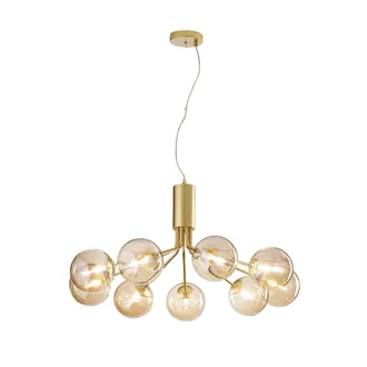 Luce-Ambiente-Design Colgante Honey de Metal Lat&oacute;n Con Nueve Difusores de Vidrio Champ&aacute;n