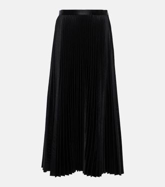 Alaia Alaïa Pleated croc-effect satin midi skirt